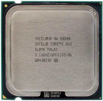 .775 Процессор Intel Core 2 Duo E8500 Wolfdale LGA775, 2 ядра по 3166 МГц